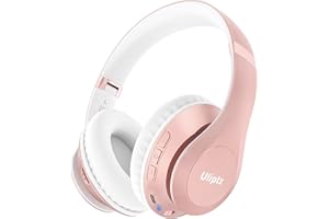 Uliptz Kabellose Bluetooth-Kopfhörer, 65 Stunden Spielzeit, 6 EQ-Sound-Modi, HiFi-Stereo-Over-Ear-Kopfhörer mit Mikrofon, Faltbare Bluetooth 5.3-Kopfhörer für Reisen/Büro/Handy/PC (Roségold)
