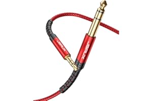 JSAUX bidirektionales Stereo-Audiokabel 6,35 mm/3,5 mm, für Gitarre, Heimkino, Lautsprecher und Verstärker, Rot