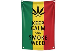 KINO Arazzo decorativo in stile reggae della Giamaica con foglie di marijuana, rasta, bar, club, tatuaggi, striscione, da appendere alla parete, poster in tessuto di cannabis