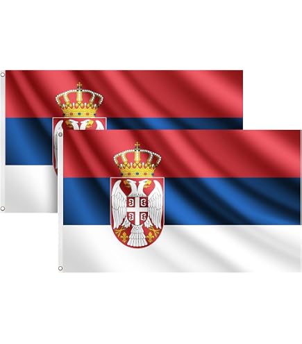 XXL Serbien Flagge Mit Wappen – 150 X 250 Cm, Aus Reißfestem Polyester, Mit Messingösen, Hohe Farbbrillanz