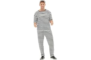 Funidelia | Disfraz de prisionero para hombre Ladrón, Preso, Delincuente, Profesiones, disfraz de despedida de soltero - Disfraz para adultos para Fiestas, Carnaval y Halloween - Talla XXL - Negro