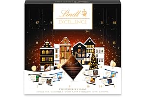 Lindt - Calendrier de l'Avent EXCELLENCE - Assortiment de Chocolats au Lait et Noirs Extra-fins - Idéal pour Noël, 148 g