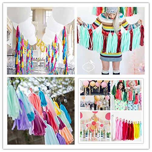 BITFLY 5 pcs Tissue Girlanden Wimpelkette Papier Quasten Girlande Hochzeit Pom Party Decor 21 Farben erhältlich - 6