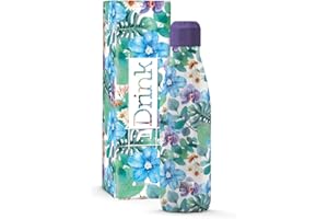 IDRINK I-Drink ID0081 - Botella térmica de Acero de Doble Pared (500 ml), Orquídeas