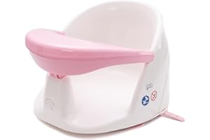 BabyDam Orbital - Baby Bath Seat - 360° Rotation - Powerful Suction Cups - Suitable from 5 Months Plus - White/Pink
