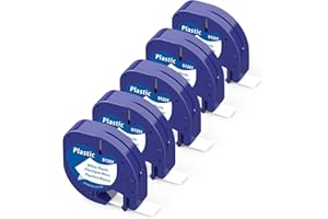 Nastro per Etichette Unistar Compatibile In Sostituzione di Dymo LetraTag White Plastic 91201 S0721610 Etichette, 12mm x 4m Nera su bianco per Dymo Letratag Etichettatrice LT-100H LT-100T XR