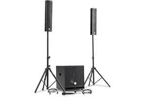 BM SONIC Pack Sonorisation DJ Complet BM Bmsonic BMS-15-SLIM-BT, 1200W Enceintes Satellites, SUB 38cm USB/Bluetooth, Supports Câbles, Micro