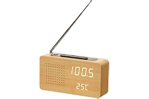 KOCAN Radio de Chevet rétro multifonctionnelle Radio-réveil en Bois Haute définition Grand écran Radio-réveil à Affichage numérique