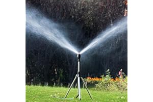 RANRAO Automatischer rotierender Stativ-Sprinkler, automatischer rotierender Sprinkler mit Stativ, für 360 Grad Bewässerungsdüse für Garten, Hof, große Fläche