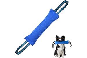 Euyaita Salchicha Mordida para Perros de 30 cm con 2 Asas Juguete Resistente para Perros para Entrenamiento K9 Tira y Afloja y Juegos con Perro IGP IPO Deportes para Perros (Azul)