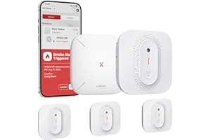 X-Sense Wi-Fi Smoke Alarms for Home with SBS50 Base Station, Wireless Interlinked Smart Smoke Alarm with English Voice Alarm and Location, Replaceable Battery, Transmission Range of 500 m, XP02S-MR31