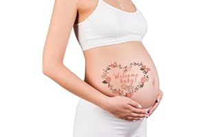 CARGEN 2 Hojas Embarazo Tatuajes Temporales Bebé Bump Tatuajes Corona en Forma de Corazón Bebé Regalos de Bienvenida Lindos Accesorios de Fotografía