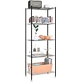VOONEEN - Scaffale a 5 ripiani, in metallo, autoportante, piccolo, con 4 ganci, per dispensa, cucina, bagno, ufficio, 45 x 30