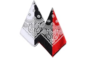 EBHO 2 Piezas Bandana Rojo, Bandana Negro, Cuello Muñeca Cabeza Tie Bandana, para Mujeres, Hombres, Niños
