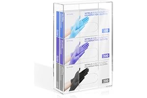 HIIMIEI Glove Dispenser, Wall Mount Acrylic Triple Box Holder, Clear 16.1'' X 10.2'' X 3.8'', 3 Glove Boxes