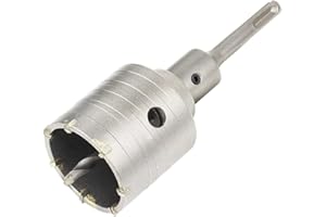 Meccion Fresa a Tazza per Muro Cemento con Adattatore SDS Plus 110mm, Punte di Tungsteno Sega a Foro Cavo per Mattoni, Calcestruzzo, Muro di Pietra di Cemento (60mm+110mm SDS Plus Adattatore)
