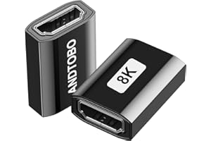 8K - HDMI Adapter żeński na żeński, ANDTOBO 2 Pack HDMI 2.1 Adapter łącznika 8K@60Hz przedłużacza 3D do Roku Stick, HDTV, Chromecast - czarny