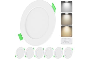 Benaep LED Recessed Ceiling Lights, 5W Ultra Slim LED Downlights, Warm White 3000K Neutral White 4000K Cool White 6500K, IP44 Dimmable Spotlights for Bathroom Kitchen Living Room,White 6 Pack
