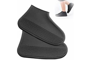 KIDMIS Unisex Wasserdichte Silikon Überschuhe, ein Paar, 2023 Neu Wasserdichtes Rutschfestes Silikon Überschuhe für Regen, Silikon Regenüberschuhe für Regen, Schneetag, Schlammige Straßen (XL, Schwarz)
