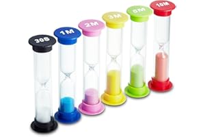 NINOCLAR 6 Pcs Colorful Hourglass Sandglass Sand Clock Timers Set 30sec / 1min / 2mins / 3mins / 5mins / 10mins for Brushing Children's Teeth, Cooking, Game, School,