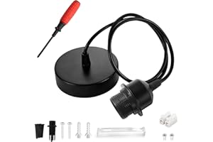 BOUGPENG E27 Cable Suspension Luminaire Noir Suspension avec câble textile réglable de 150cm E27 Support de Lampe douille pour abat-jour pour de cuisine, salon, restaurant(Noir)