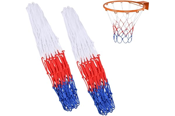 Flintronic Basketnät, slitstarkt basketnät, basketbollnät, utbyte, öglor basketnät, lämplig för basket, inomhus utomhus