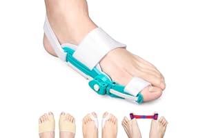 Moicainy Hallux Valgus Correction, Toe Separator Hallux Valgus Includes 1 Hallux Valgus Splint, 2 Hallux Valgus Bandage, 2 Toe Separators Silicone and 1 Toe Training Band