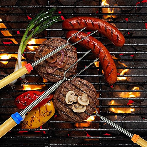 Rightwell 8 Stücke Marschmallow Röstgabeln/Grill Spieße Gabeln Teleskopspieße/Teleskopisch Spieße für Kinder,10-32 Inch(25-80cm),Holz und Stahl - 7