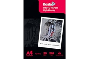Koala Inkjet Hochglänzend Fotopapier DIN A4, 240 g/m², 20 Blatt, für Canon HP Epson Tintenstrahldrucker