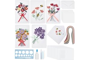 WEBEEDY 20 Sets Paper Quilling Kit for Adults Beginner DIY Birthday Flower Themes Quilling Blank Card Kit 5 Styles Happy Birthday Greeting Card Making Kit with Instruction for Friends Families