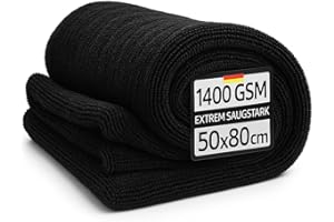 Kemes ściereczek mikrofibra do samochodu XXL 80 x 50 cm Premium 1400 GSM, 5-krotna, bardzo chłonna do polerowania i pielęgnacji