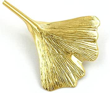 Broche Feuille De Ginkgo En Métal Doré - Signée Mathieu Nancy, 99-9gr, Occasion