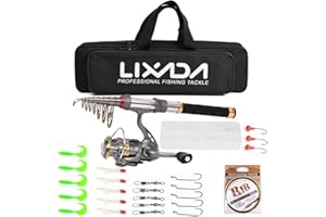 Lixada Mulinello da Pesca Combo in Fibra di Carbonio Telescopico Canna da Pesca Mulinelli da Spinning Borsa per Pesca da Viaggio