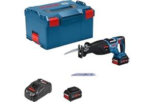 Bosch Professional scie sabre sans-fil BITURBO GSA 18V-28 (avec 2 batteries PROCORE de 5,5 Ah, chargeur GAL 1880, dans L-BOXX)