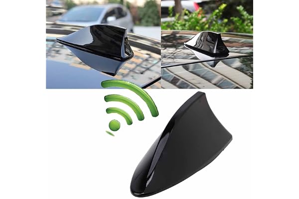 Possbay Aileron de Requin Antenne Universelle - Réception Radio AM/FM Haute Performance - Base Adhésive Étanche Haute Adhérence - Installation Facile Sans Outil - Pour SUV, Camion, Van, Voiture (Noir)