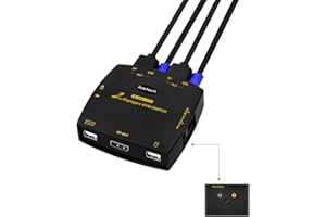 JideTech KVM Switch 2 Displayport 4K @ 60Hz 4: 4: 4, KVM USB Umschalter Unterstützt Audiomikrofon sowie drahtlose Maus und Tastatur,mit 2 DP und USB Kabeln