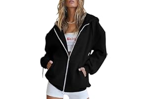 amropi Women's Sweatshirt Hooded Jacket Zipper Coat Casual Sports Outerwear