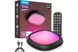 TEDMOS Motion Sensor Shed Lights Battery Powered, Waterproof 550LM 12000mAh USB Rechargeable Ceiling Light with Remote Wireless Bathroom Light RGB LED Garage Lighting Pir Indoor Lights for Loft Hallway Attic