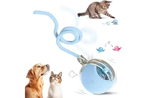 comepew Interaktives Katzenspielzeug Selbstbeschäftigung, 2025 Neu Chewie Rolling Ball, Katzenspielzeug Elektrisches Automatisches Katzen Spielzeug Rollender Ball für Katzen Hunde (Blau)