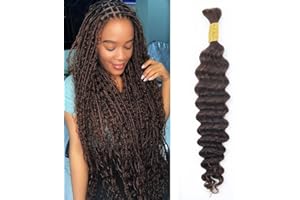 TRUMORE Chocolate Brown Braiding Hair Deep Wave Bulk Human Hair 50g 18 Inch 1 Bundles Brazilian Virgin Curly No Weft Human Hair Extensions for Boho Braids Wet and Wavy Color #4 Braiding Hair