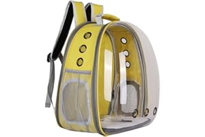 PETCUTE Mochila para Gatos Transparente Portador de Mascotas Mochila con Burbujas Bolsa de Transporte Ventilada PortáTil Diseño de Cápsula Transpirable para Gatos Pequeños Amarillo