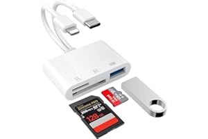 Oliveria Lector Tarjetas SD iPhone, 3 en 1 Adaptador Tarjeta SD iPhone, Lightning to SD Card Reader, Lightning SD Card Reader, Adaptador Camara iPhone, Lector de Tarjetas SD para iPhone