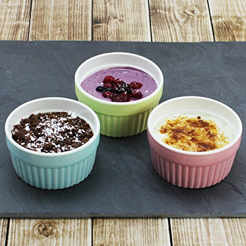 COM-FOUR® 4x Ragout Fin Schalen, als Pastetenförmchen oder für Creme Brulee, 200ml, in verschiedenen Pastellfarben (04 Stück – bunt) - 2