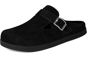 KUKTO Sabots Mules Homme Femme|Pantoufles Fermé avec Semelle Amovible|Cuir Chaussures de Jardin|Confort Antidérapant Sandales