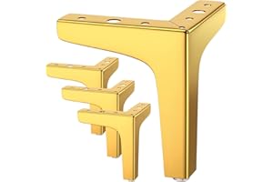 JOLIGAEA 4 Pcs Gambe per mobili da 10 cm, Gambe per Divani, Carica fino an 800 KG, Moderni piedini triangolari in metallo per mobili fai da te di ricambio per armadietti, divani, poltrone, oro