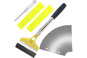 Poraceous Raschietto per Carta da Parati, Raschietto Vetro con 20 Lame in Acciaio al Carbonio, con Impugnatura Gomma, per Rimuovere Vernice, Rimuovere Colla, Adesivi e Carta Parati