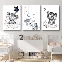 Herfair Kinderzimmer Poster 3er Set 50x70cm - Regenbogen Tiere Deko