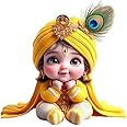 Krishna Sticker Cute Little Krishna Baby Krishna Lord Krishna God Krishna Wall Sticker Kids Room Living Room Bedroom Size - 60 x 60 cm Pack of - 1
