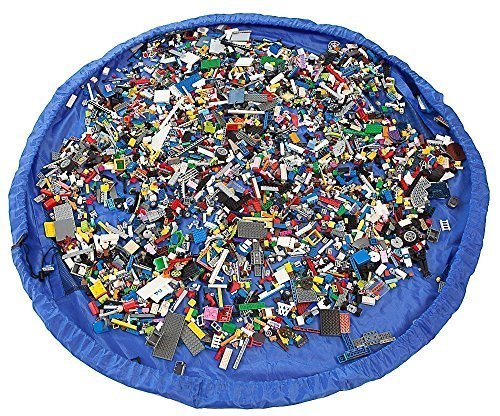 Agooding Children's 60 Inches Diameter Play Floor Mat Kids Toy Storage Bag Organizer For Lego Building Block Toys, Blue by Agooding