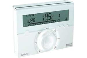 Delta Dore Programmateur sans fil et 1 récepteur pour chaudière, pompe à chaleur ou radiateurs électriques Deltia 8.03 - Programmation chauffage - 6050417, Blanc, Taille unique